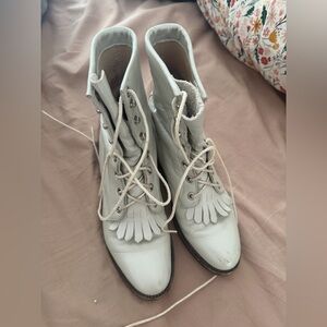 Vintage White Justin Roper Kiltie Western Boots size 6.5